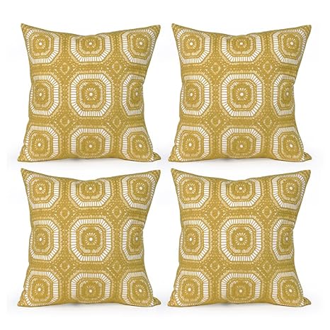 Buy 4pcs Yellow Baibu Crochet Embroidered Cushion Cover Unique