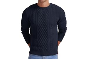 Askdeer Men's Fisherman Cable Crewneck Sweater Winter Casual Sweater for Men Knitted Pullover Sweaters with Ribbing Edge