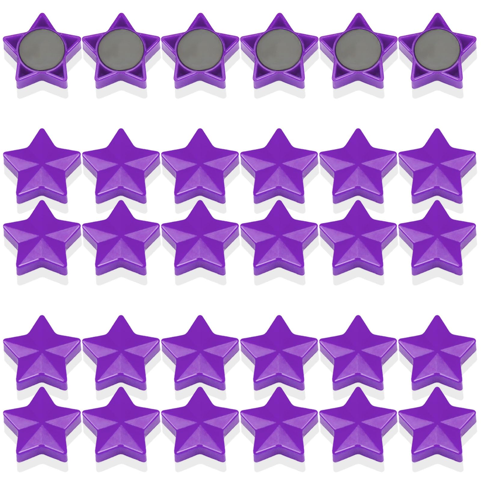 PYJLBX 30Pcs Fridge Magnets – Strong Mini Magnets for Whiteboard, Notice Board, Crafts – Heavy Duty Small Cute Magnets for Adults, Kitchen, Office, Home – Decorative Magnet Magnetic Dots (Star,Purple)
