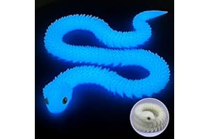 BINVIN 24 in 3D Printed Animals-Snake Viper,3D Printed Snake Toys 3D Printed Articulated Snake 3D Printed Animals Animal Model Ornaments Creative Funny Toy Festival Gift for Frends (Luminous Blue)