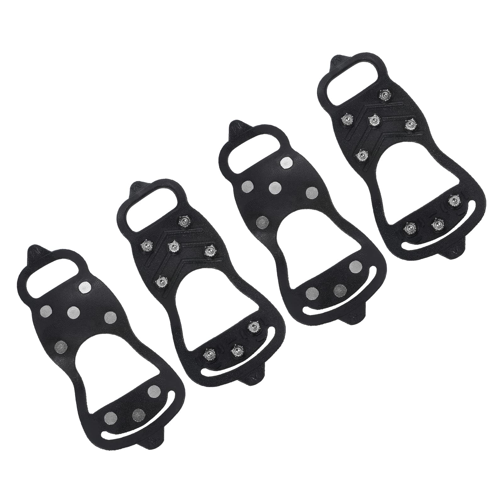 PATIKIL 9.4" Ice Cleats, 2 Pairs Snow Traction Cleat Anti Slip 8-Studs Silicone Crampons Gripper Spikes Claw for Shoes and Boots, Black