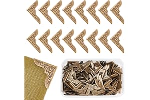 PH PandaHall Vintage Book Corner Protectors 150pcs Iron Decorative Triangle Guard Edge Cover Pad for Paperback Book Desk Jewelry Case Box Book Scrapbooking Albums Menus Notebooks, Antique Bronze
