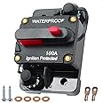 100 amp Circuit Breaker, Manual Reset Inline Fuse Waterproof Circuit Breaker for Car Marine Trolling Motors Solar System, 12V-48VDC with Wire Lugs Copper Washer