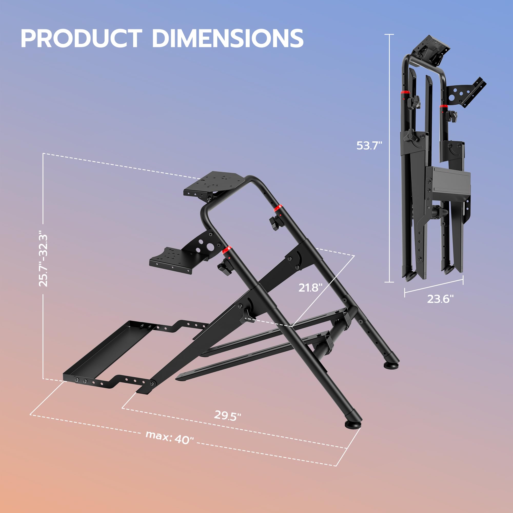 ARES WING Soporte plegable para volante de carreras Sim con ranura para fijación de silla, cabina de simulador de carreras de Fórmula y GT compatible con Fanatec, Thrustmaster, Logitech, Moza, juegos de carreras en PS5, PS4, Xbox y PC
