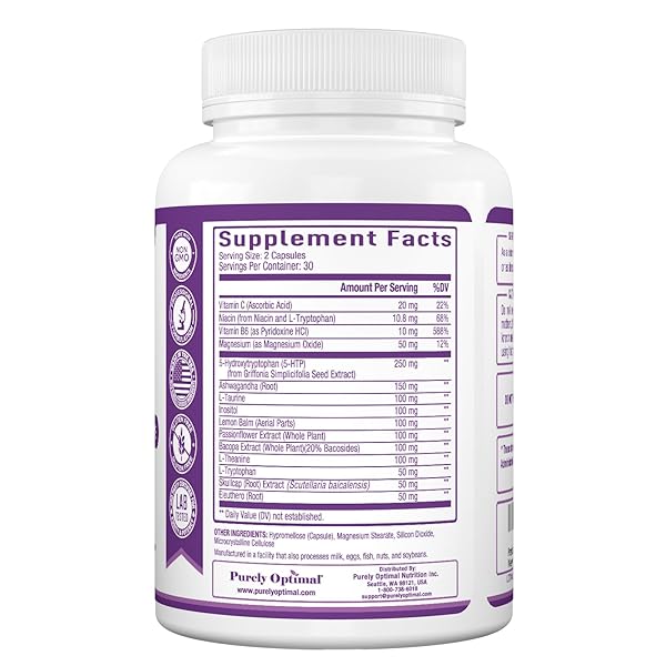 PREMIUM 5-HTP PLUS SUPPLEMENT 250MG MAXIMUM STRENGTH – SLEEP AID, MOOD BOOST, PROMOTES CALM & RELAXATION, STRESS MANAGEMENT SUPPORT – ENHANCED WITH VITAMIN B6, GLUTEN FREE, NON-GMO, 60 VEGGIE CAPS