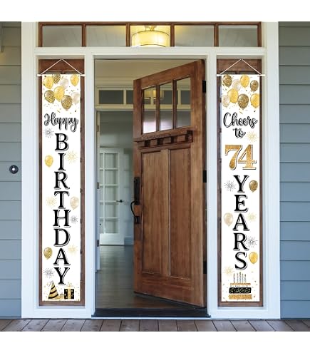 Happy 32nd Birthday Banner - Purple Balloon Theme Door Hanging Sign, 70" Tall, For 32 Year Old Party Decorations - View #12