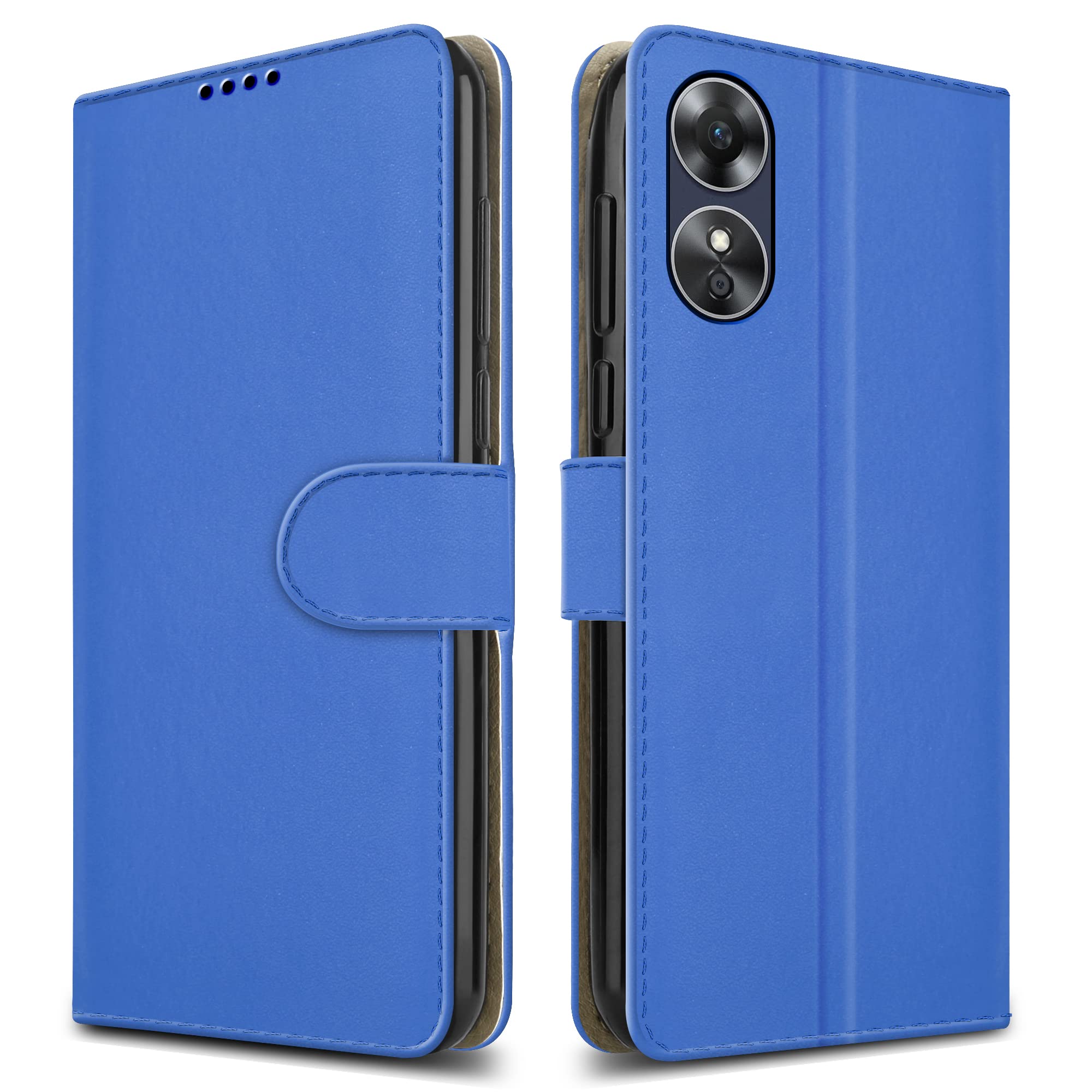 PIXFAB For OPPO A17 Leather Phone Case, Magnetic Closure Full Protection Book Folio Design, Wallet Case Cover [Card Slots] and [Kickstand] For OPPO A17 - Blue