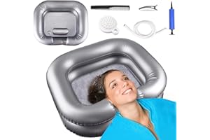 LJRUN Inflatable Hair Washing Basin - Portable Shampoo Bowl for The Elderly, Bedridden, Handicapped, Pregnant Woman and Kids - Washing Tray for Sink at Home, Silvery