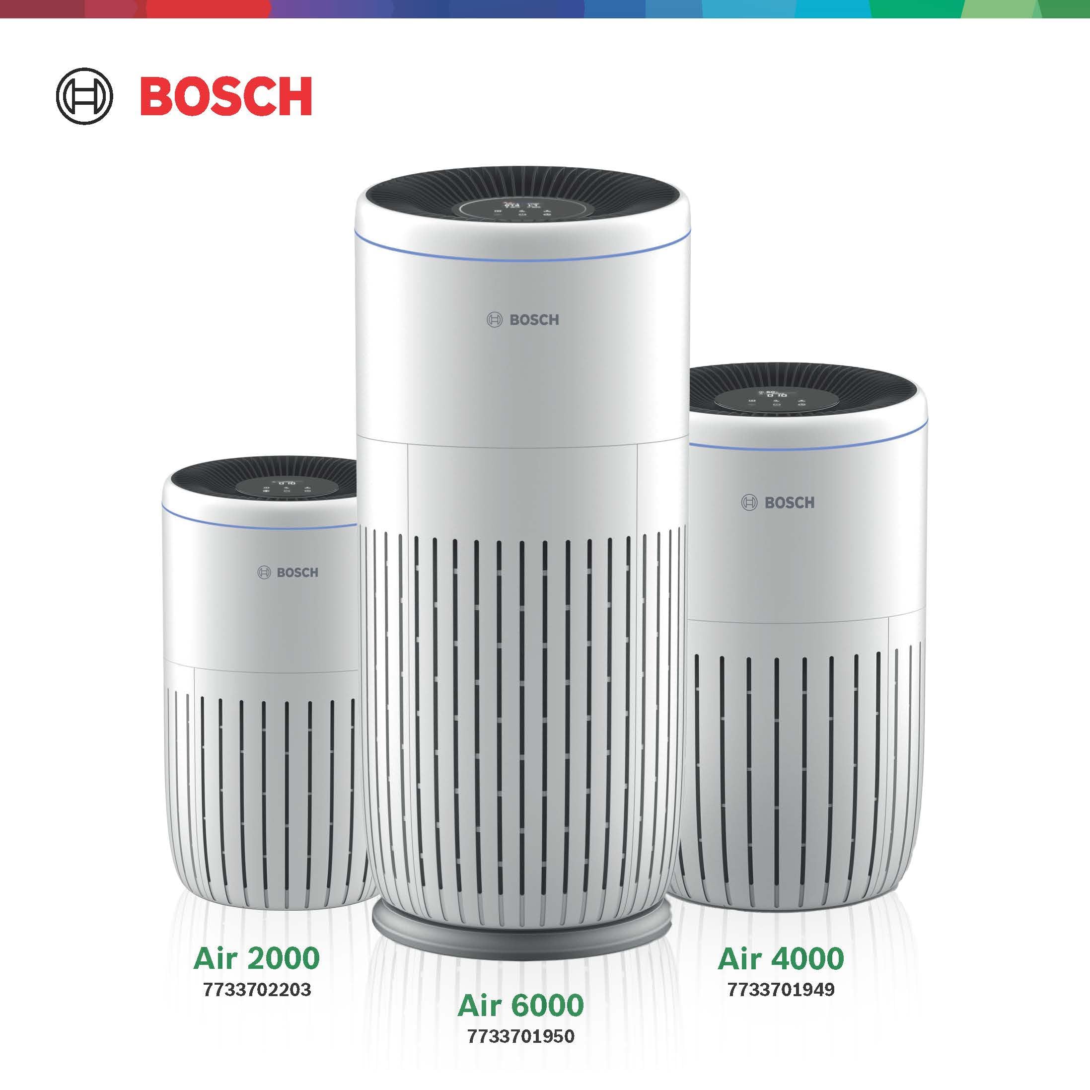 BOSCH Air Purifier for Home, Large Spaces (Covers, 2745-sq ft), 4-in-1 Filter for Pollen, Viruses, Smoke, Dust, Dander, Outdoor Pollution, Odors, HEPA, ENERGY STAR, Air 6000, White