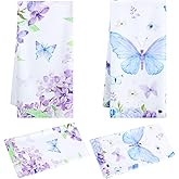 Tatuo 2 Pcs Lilacs Butterfly Hand Towels for Bathroom Absorbent 19.7 x 27.6 Inch Purple Floral Bath Towels Spring Kitchen Towel Housewarming Decorative Dish Gifts for Hotel, Gym and Spa