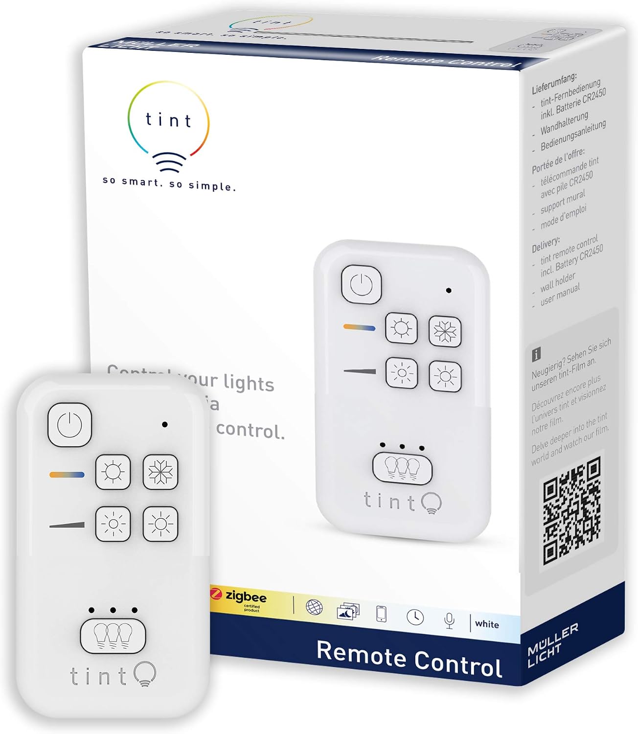 tint Smart Remote Control - Control White Tones - Setting Light Groups - Ideal for White Light Products - Colour: White