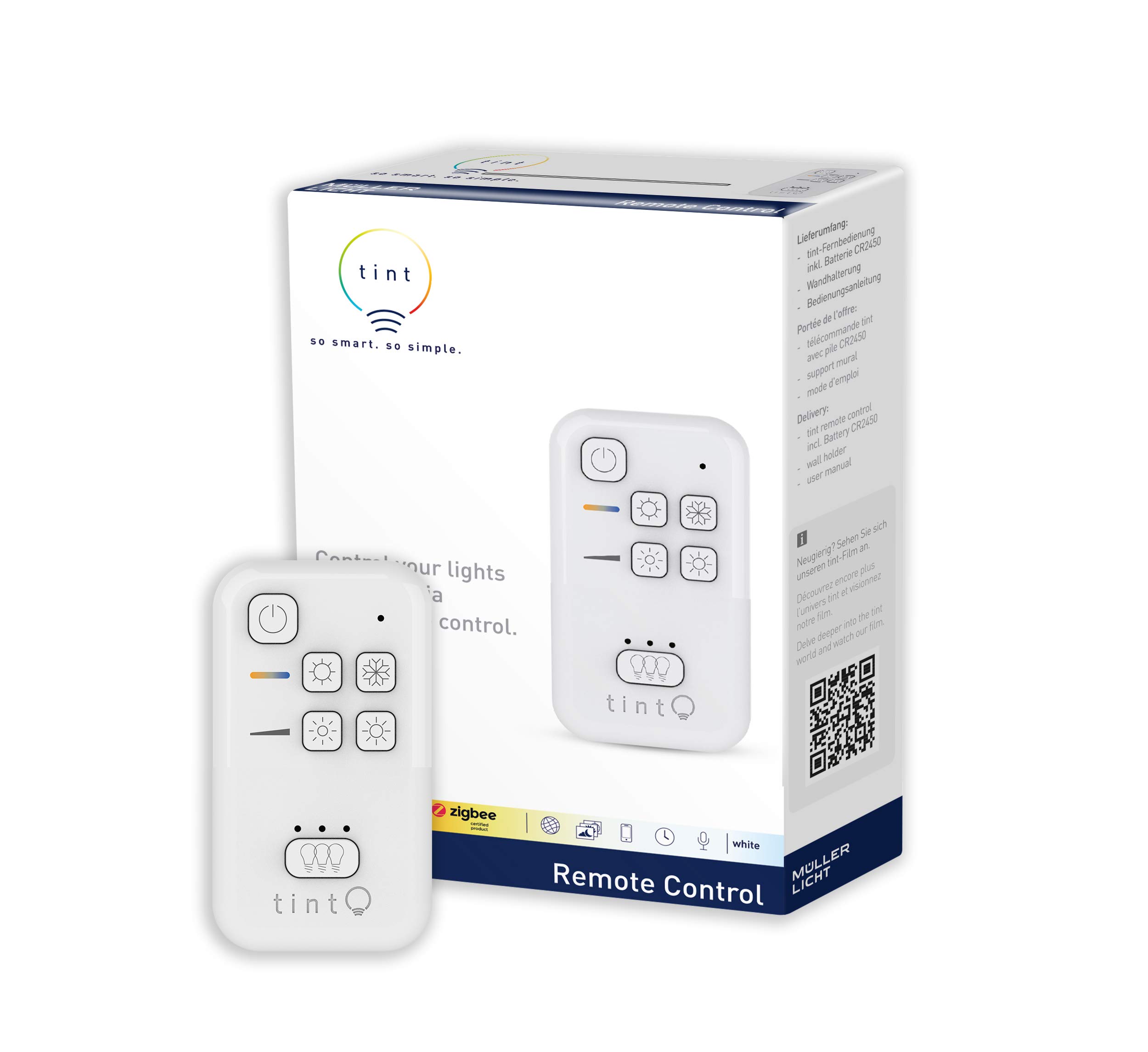tint Smart Remote Control - Control White Tones - Setting Light Groups - Ideal for White Light Products - Colour: White