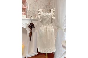 Floral Embroidered Apron With Ruffled Trim Cottage Core Style Full Length Coverall Baking Cooking Hostess Gift Christmas Holi