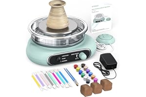 ALLDEER Mini Pottery Wheel Machine Kit, 4.7inch Electric Clay Wheel with Foot Pedal, Adjustable Speed & Forward/Reverse Rotation Ceramic Wheel, Tiny Clay Spinner for Adults, Kids and Beginners