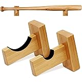 Baseball Bat Display Case Holder Wall Mount Horizontal Rack Brackets Hanger- Solid Wood Baseball Bat Protect Hidden Screws,Natural