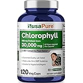 NusaPure Chlorophyll 200:1 Extract, 150 mg Equivalent to 30,000 mg per Capsule 120 Vegetarian Caps (Non-GMO, Vegan)