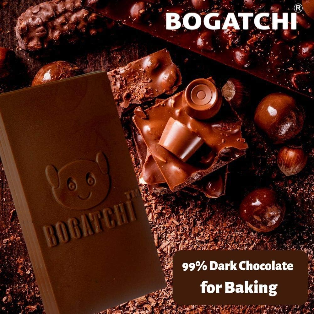 BOGATCHI Cooking Chocolate Bar | Vegan Chocolate |Gluten Free |Pure Artisanal 99% Dark Cooking Chocolate Bars for Baking…