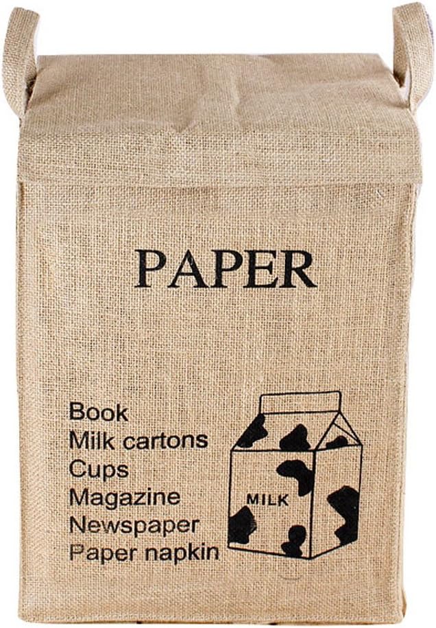 Dometopia Recycle Bag Separate Jute Weave Square Recycle Bin Decorative Waste Baskets (15.3 X 10.6 inch) (Paper)