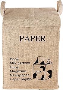 Dometopia Recycle Bag Separate Jute Weave Square Recycle Bin Decorative Waste Baskets (15.3 X 10.6 inch) (Paper)
