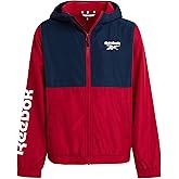 Reebok Boys Windbreaker Jacket - Lightweight Polar Fleece Lined Water and Wind Resistant Hooded Zip Up Jacket for Boys
