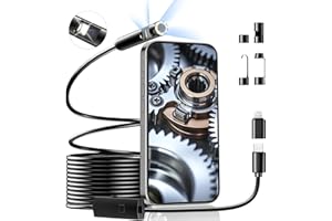 SUNTONY Dual Lens Industrial Endoscope, 1920p Borescope Camera with 8+1 Adjustable Led Light, Endoscope with 16.5ft Semi-Rigid Cable Snake Camera/ 7.9mm Ip67 Waterproof Camera for iPhone, Ipad, Samsung