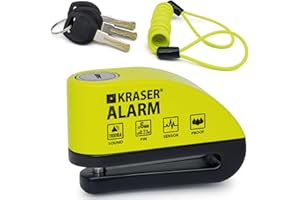 KRASER WA6Y Alarm Disc, Heavy Duty Anti-Theft Motorcycle Lock with Alarm, 110dB, Weather-Resistant, Powersport Disc Brake Loc