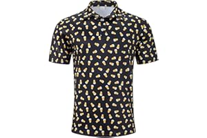 Fanient Men Golf Polo Shirts Short Sleeve 3D Printed Dry Fit Moisture Wicking 4-Way Stretch Summer Athletic Polo Shirts