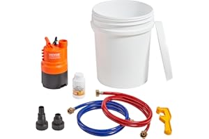 VEVOR Tankless Water Heater Flushing Kit, Includes Efficient Pump & 5 Gallon Pail & 2 Hoses & Descaling Powder, Wrench and Ad
