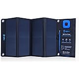 BigBlue 28W tragbar Solar Ladeger&auml;t 2-Port USB 4 Wasserdichte Solarpanel mit digital Amperemeter und Rei&szlig;verschluss zum Schutz - f&uuml;r Wiederaufladen USB-Ger&auml;te - iPhone Android GoPro usw, Schwarz