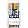Realeather F2400-05 Leather Dye Pens, Double Sided with Fine and Brush Tips, Bright Colors, 6-Pack