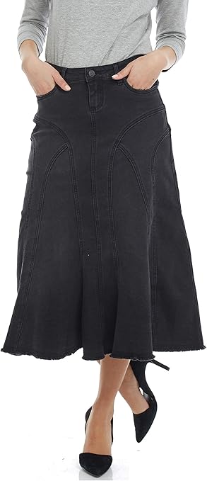 soft denim midi skirt