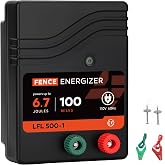 Electric Fence Charger, Electric Fence Energizer 6.7 Joule Ac Powered | Output Voltage Max 10.2KV, Coverage 100 Miles 300 Acres, 110V 60Hz power supply, Output Voltage at 500 Ohms 7 kv, for Poultry