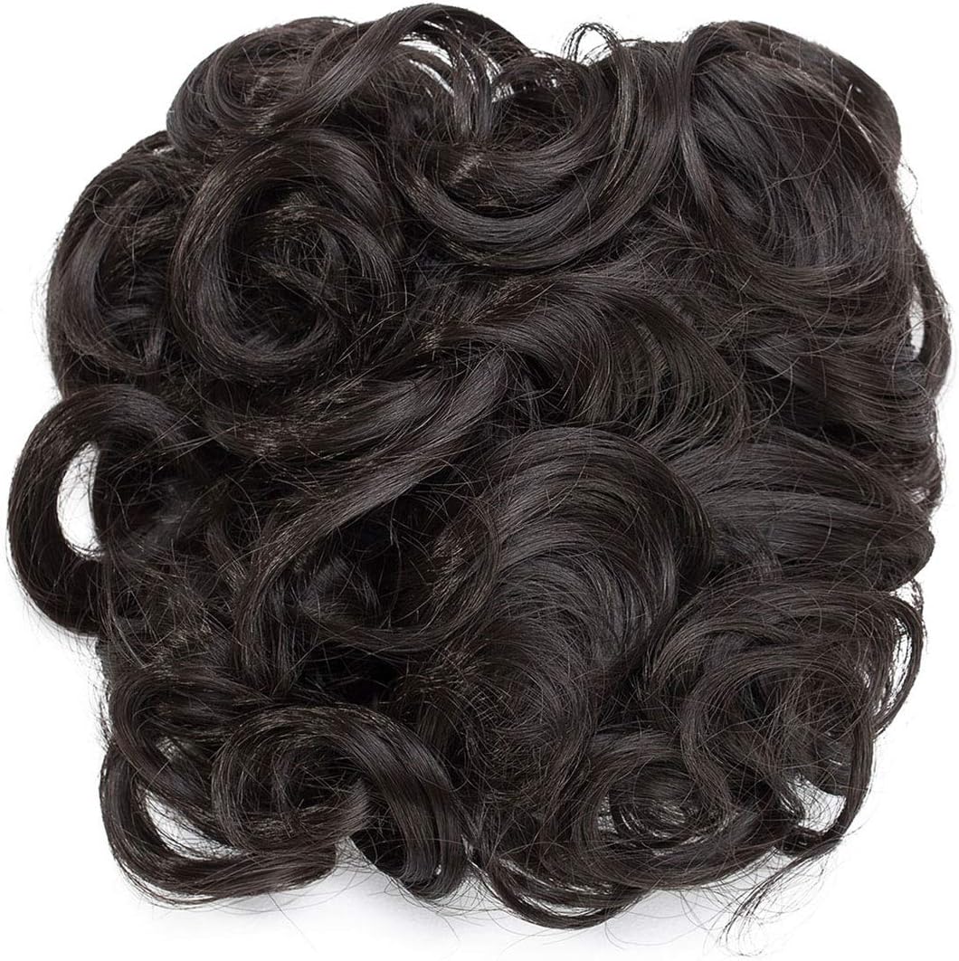 Short Combs Messy Curly Wavy Hair Extensions Bun Piece Up Do Drawstring Ponytail Clip in Comb Hair Extensions Chignon Dark brown - Image 5