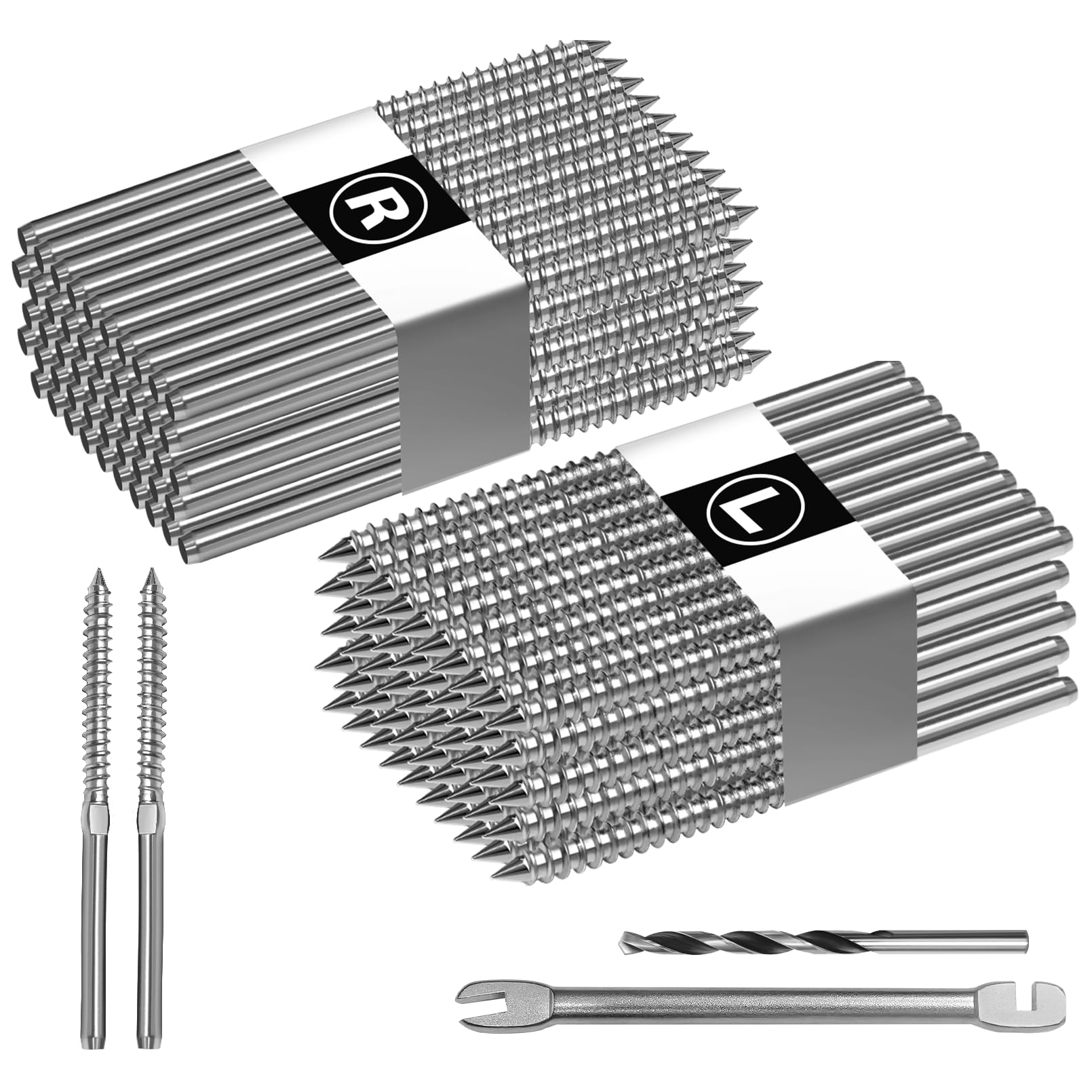 Photo 1 of 100 Pack Swage Lag Screws for Cable Railing, 1/8" Cable Railing Hardware with T316 Stainless Steel Left and Right Handed Thread, Cable Railing Hardware for Deck Stair Wood Post Railing System (Silver)