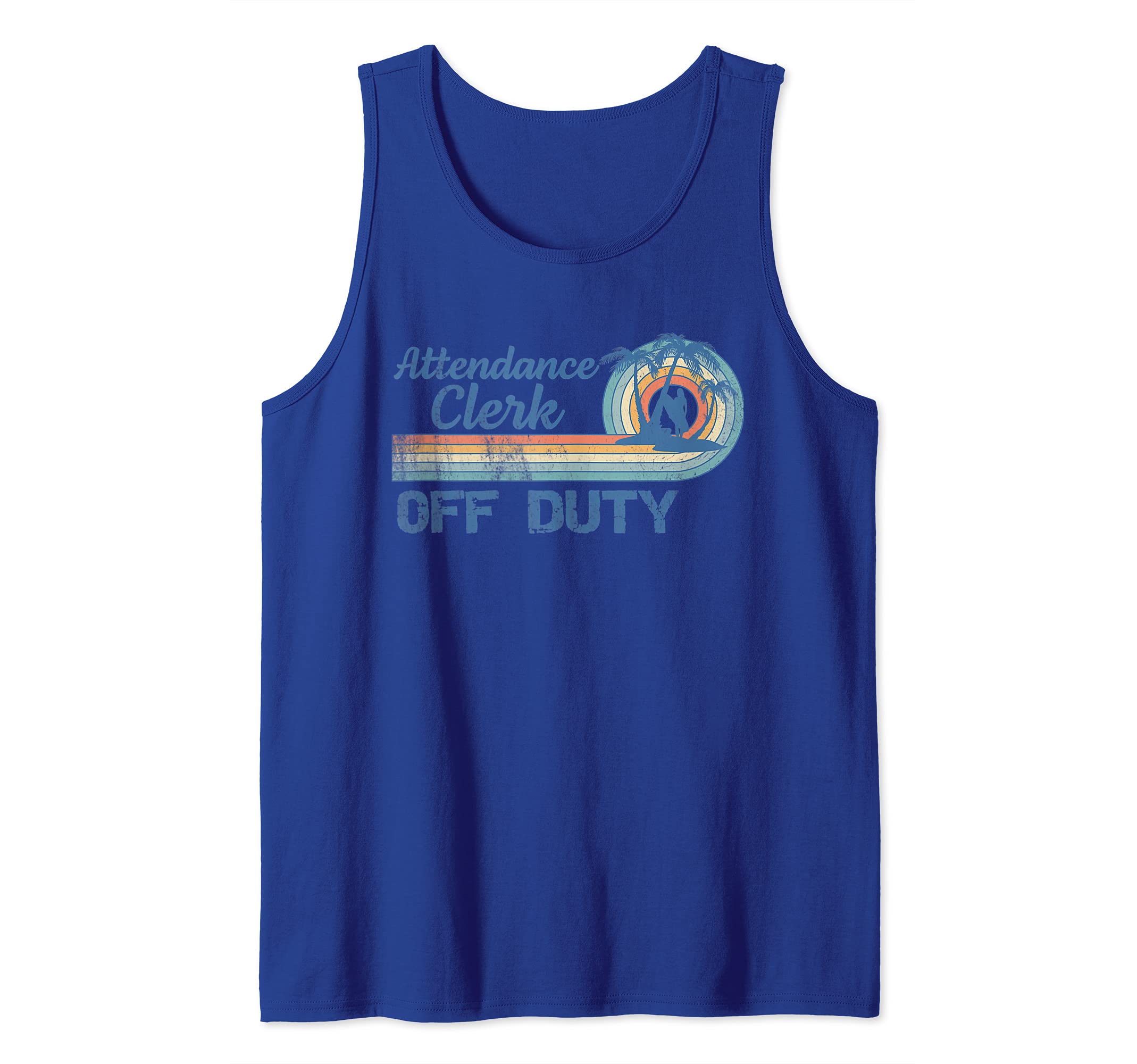 Attendance Clerk Off Duty Beach Sunset PalmTree Summer Break Tank Top