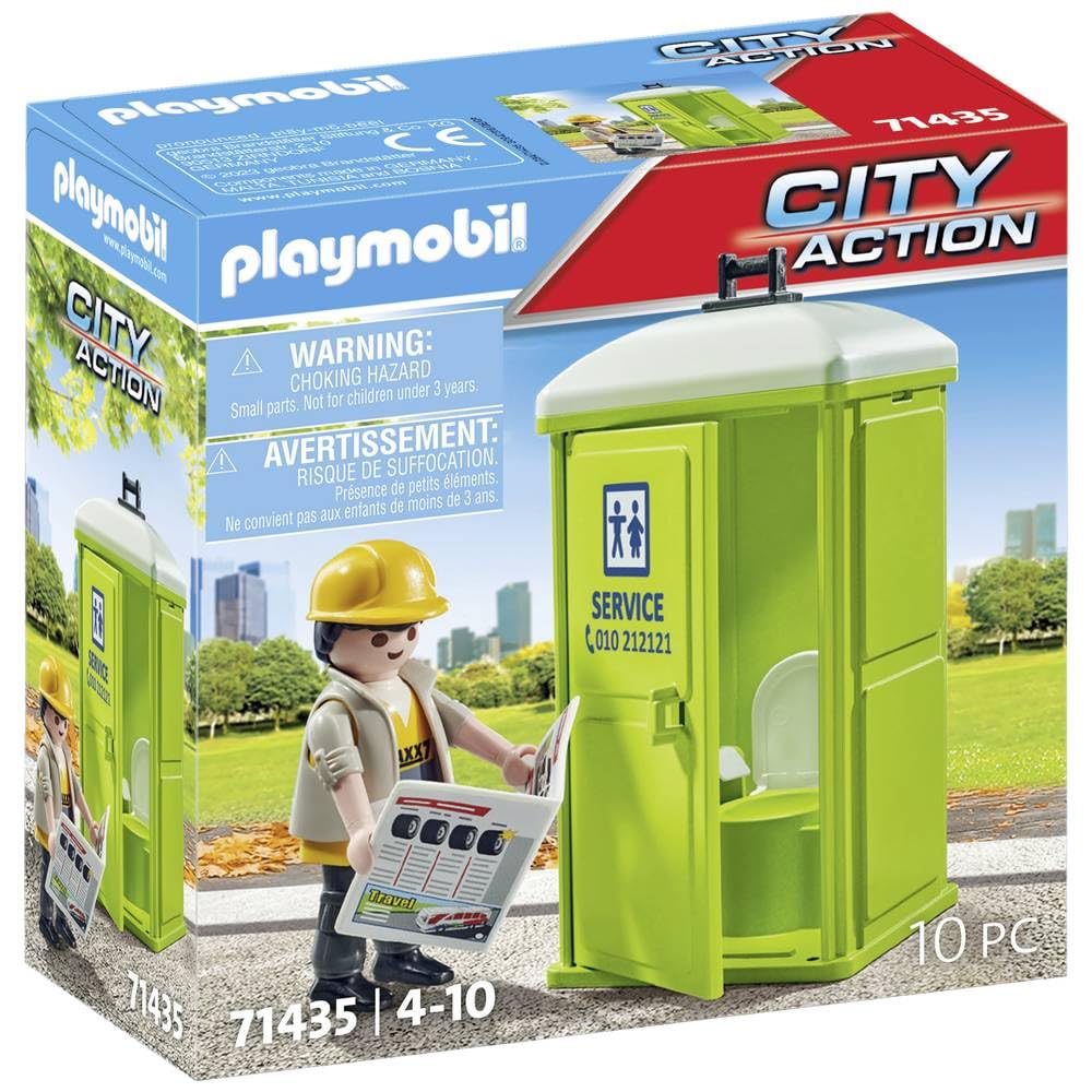 Playmobil 71435 City Life Portable Toilet, City Cleaner Educational Toy, Imaginative Role-Play, PlaySets Suitable for Children Ages 4+