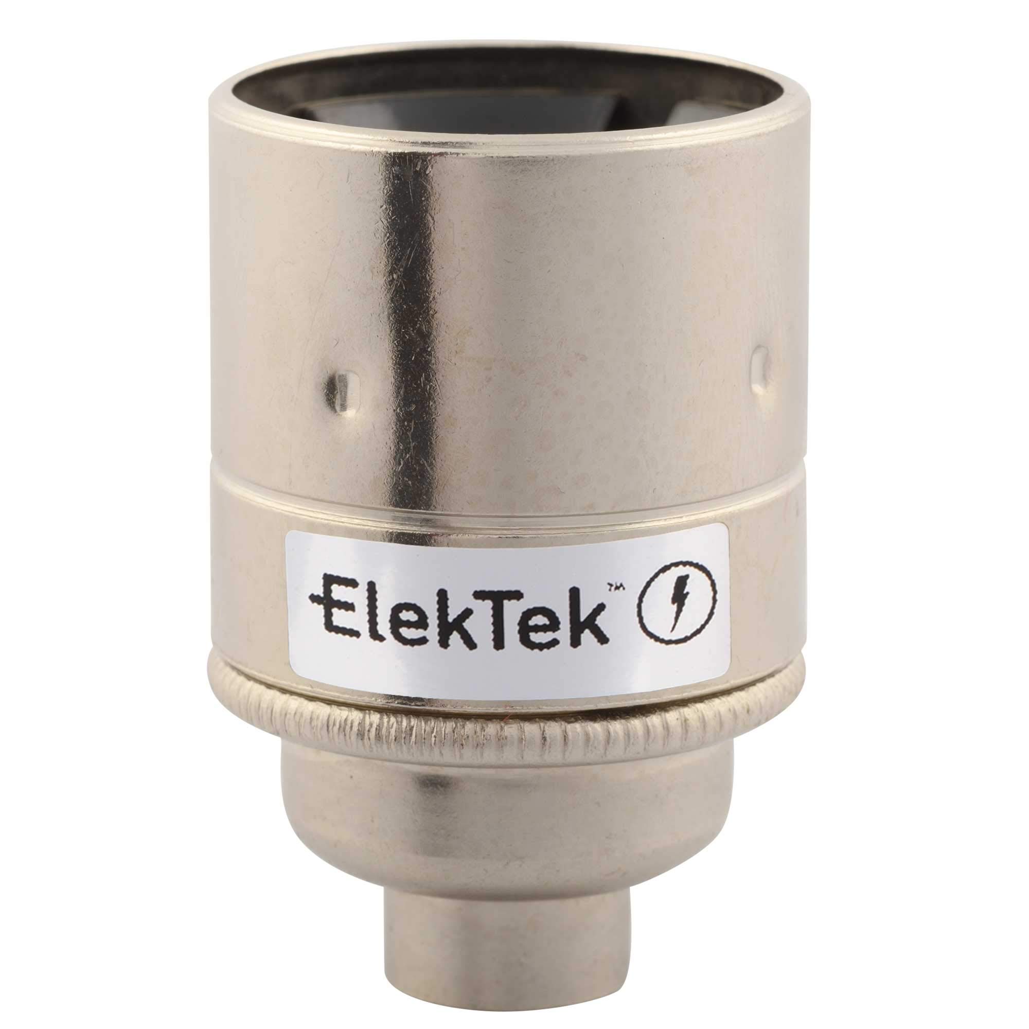 ElekTek ES E27 Lamp Bulb Holder Plain Skirt 10mm Entry Nickel Ideal for Vintage Filament Bulbs