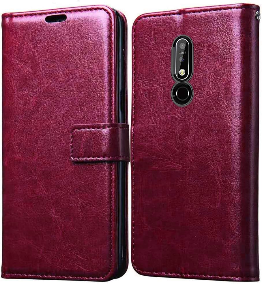 XORB® Flip Cover PU Leather Case Luxury Revel Touch Defender Wallet Cover for Nokia 3.2 (Cherry)