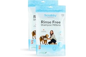 Scrubby Pet No Rinse Pet Wipes, Rinse Free Shampoo Mittens for Dogs and Cats, Bath Wipes for Bathing and Washing Pets, Hypoallergenic No Rinse Wash Mitt for Grooming, Lather Wipe Dry - 10 Pack