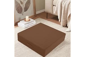 MeMoreCool Square Floor Pillow Seating for Adults Kids, Large Meditation Cushion Floor Pillow with Thick Foam, Washable Big Pillow Seat Floor Cushion for Sitting Yoga, 24" Brown