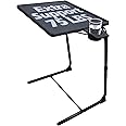 5 STAR SUPER DEALS Portable Foldable TV Tray Table Deluxe - Laptop, Eating, Drawing Tray Table Stand with Adjustable Tray with Sliding Adjustable Cup Holder (Black)