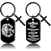 Silkovahamd Religious Man of God Keychain Gifts Bible Verse Keychain with Cross Charm, Christian Faith Gift for Men, Christmas Valentines Father's Day Easter Baptism Presents for Dad Husband Son