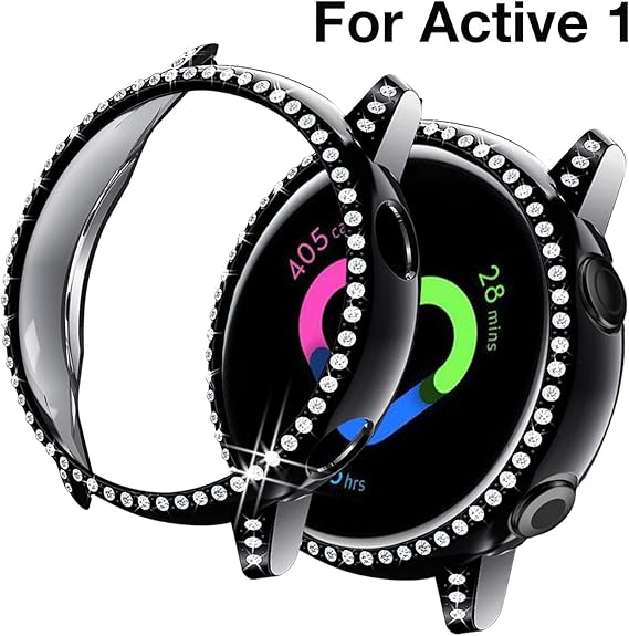 Amazon Com Yolovie Compatible With Samsung Galaxy Watch Active 1 Case 40mm Not For Active 2 Pc Protective Cover Women Girl Bling Crystal Diamonds Shiny Rhinestone Bumper Watch Cases Black