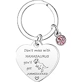 Ghloyza Funny Gifts for Nana Keychain Nanasaurus Keychain Funny Keychain for Grandma Nanny Gifts Nana Gifts from Granddaughter Grandson Nana Birthday Gifts Mother's Day Gifts Nanny Keychain