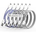 6Pack(3/3/6/6/6/10FT)[Apple MFi Certified] iPhone Charger Lightning Cable Fast Charging iPhone Charger Cord Nylon Braided for iPhone14/13/12/11Pro Max/XS MAX/XR/XS/X/8/7Plus iPad AirPods