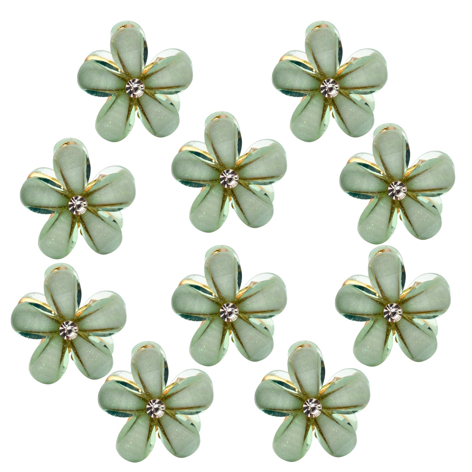 PAITOK Mini Hair Clips, Flower Hair Clips, Flower Clips, Non-Slip Hair Clips for Girls Women for Photos, Daily Party, Wedding Hairstyle Accessories (10 Pieces, Green)