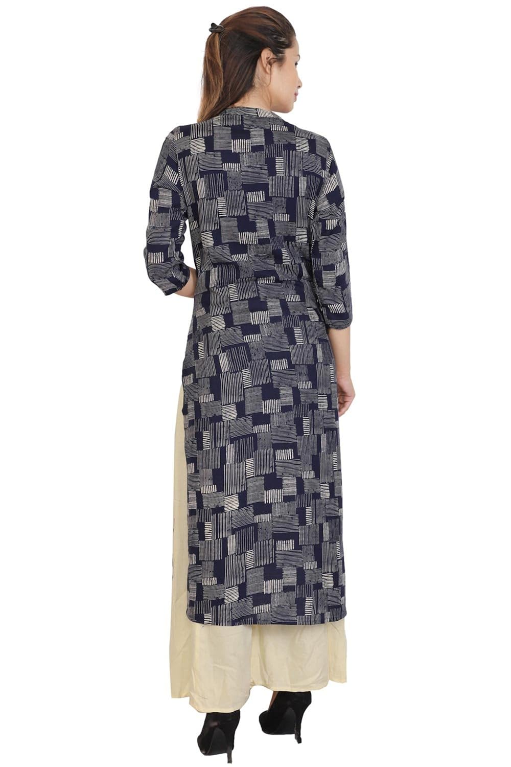 bright cotton women's a-line printed kurti (maroon)