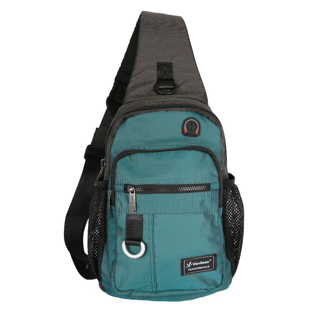 Vanlison Men Women Sling Bag with Mulitple Pockets Lake Blue