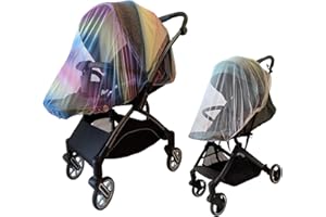 MEDOLAND Mosquito Net for Stroller Accessories Insect Mesh Bug Netting Cover for Summer Outdoor Camping Travel Car Seat, Newborn Baby Essentials Mosquiteros para Cunas De Bebes 2pack 2color (White + Colorful)