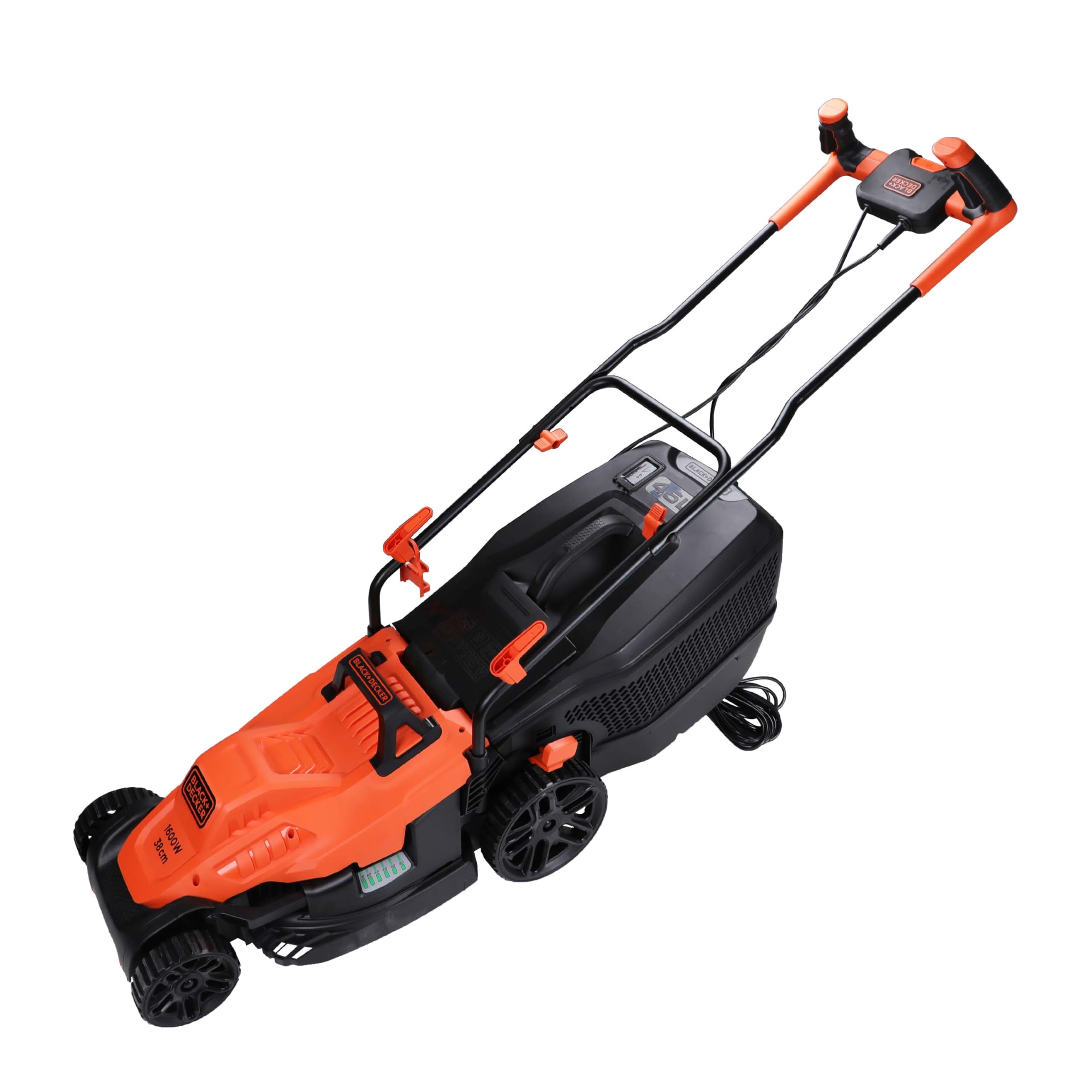 BLACK + DECKER BEMW471BH-GB Lawn Mower with Bike Handle, 1600 W, 240 V, Black, 38 cm